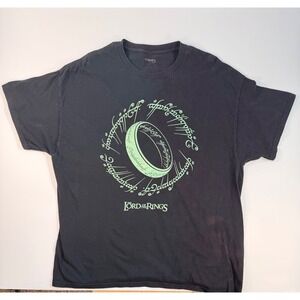 Lord of the Rings Glow in the Dark One Ring Elvish Script Black T-Shirt XL